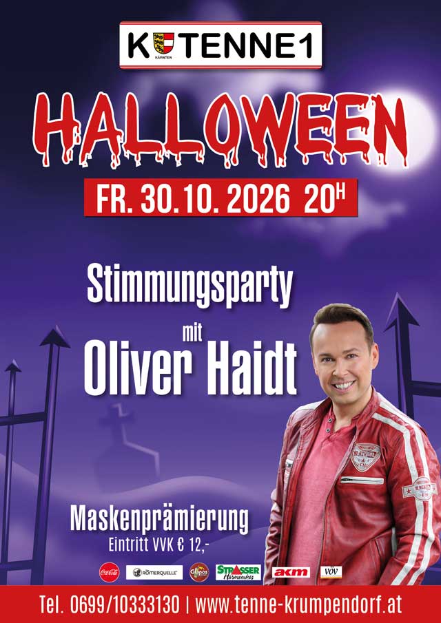 Halloween Stimmungsparty mit Oliver Haidt Tenne Krumpendorf