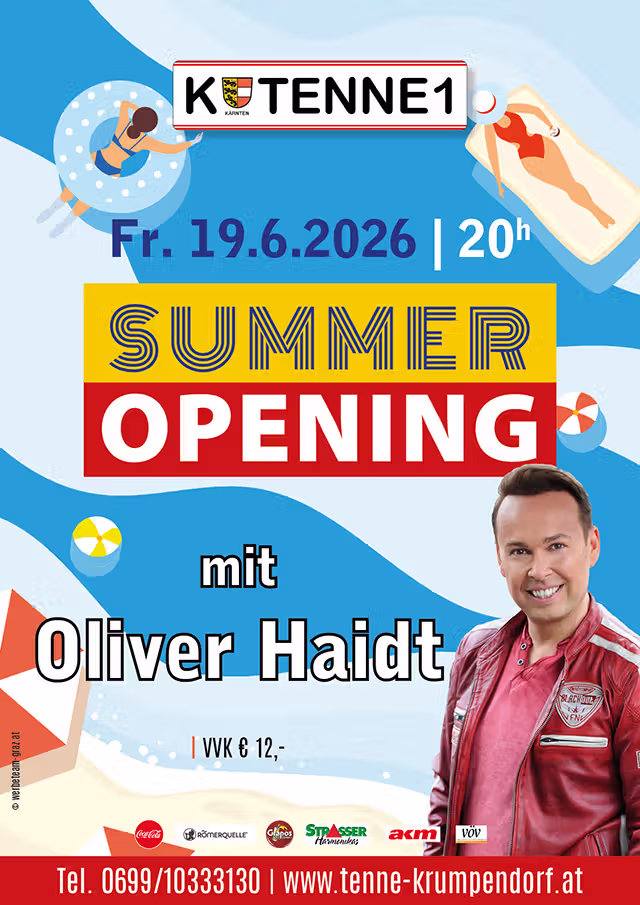 Summer Opening mit Oliver Haidt Tenne Krumpendorf
